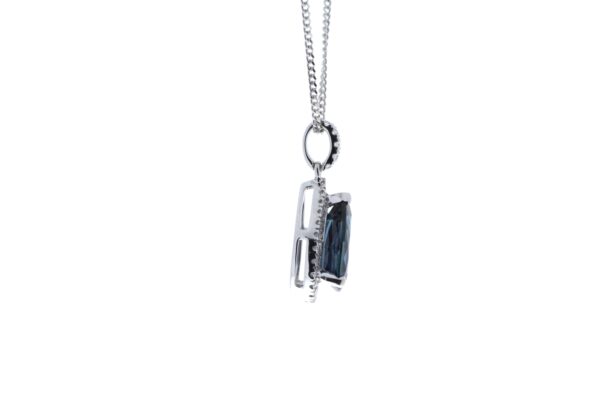 18ct White Gold Pear Shape Sapphire In Diamond Halo Pendant 0.18ct (P 2.35) Carats - Image 2