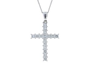 18ct White Gold Diamond Cross Pendant 1.60 Carats