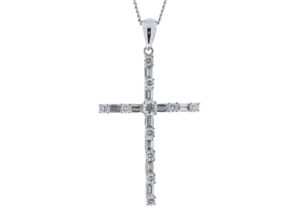 18ct White Gold Diamond Cross Pendant 0.77 Carats