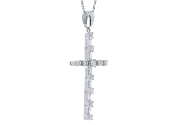 18ct White Gold Diamond Cross Pendant 0.77 Carats - Image 2