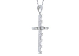 18ct White Gold Diamond Cross Pendant 0.77 Carats