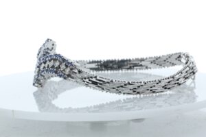 18ct White Gold Diamond And Cornflower Blue Sapphire Bracelet 1.20 Carats