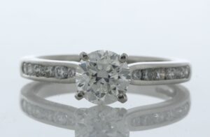 Platinum Single Stone Wire Set Diamond Ring (1.01) 1.19 Carats