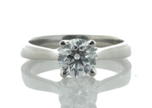 Platinum Single Stone Wire Set Diamond Ring 1.01 Carats