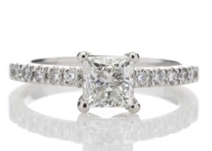 Platinum Single Stone Claw Set With Stone Set Shoulders Diamond Ring 0.91 Carats