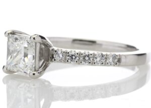 Platinum Single Stone Claw Set With Stone Set Shoulders Diamond Ring 0.91 Carats