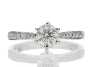 Platinum Single Stone Claw Set With Stone Set Shoulders Diamond Ring 0.82 Carats