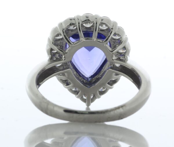 Platinum Trillion Cut Tanzanite And Diamond Ring (T3.72) 0.85 - Image 4