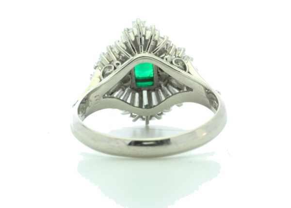 Platinum Cluster Diamond And Emerald Ring (E 0.37) 1.00 Carats - Image 3