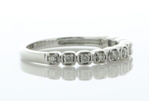 14ct White Gold Rub Over Set Semi Eternity Diamond Ring 2.8mm 0.20