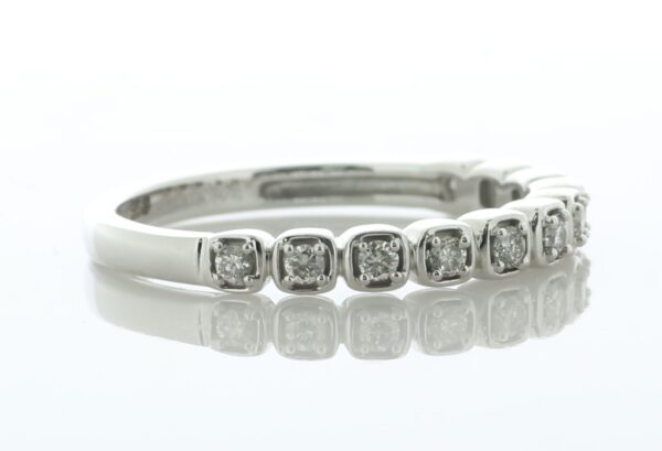 14ct White Gold Rub Over Set Semi Eternity Diamond Ring 2.8mm 0.20 - Image 2