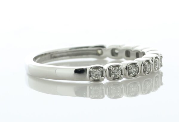 14ct White Gold Rub Over Set Semi Eternity Diamond Ring 2.8mm 0.20 - Image 3