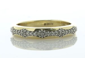 14ct Yellow Gold Illusion Set Semi Eternity Diamond Ring 0.17