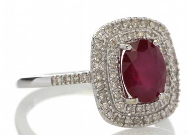 14ct White Gold Oval Ruby And Diamond Cluster Diamond Ring 0.33 Carats - Image 4