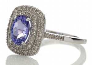 14ct Gold Oval Tanzanite And Diamond Cluster Ring 0.33 Carats