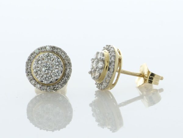 14ct Gold Round Cluster Claw Set Diamond Earring 0.50