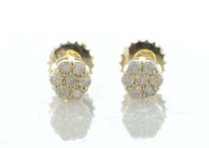 14ct yellow Gold Round Cluster Diamond Stud Screw back Earring 0.25