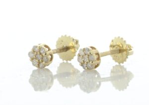 14ct yellow Gold Round Cluster Diamond Stud Screw back Earring 0.25