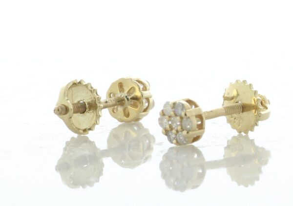 14ct yellow Gold Round Cluster Diamond Stud Screw back Earring 0.25 - Image 3