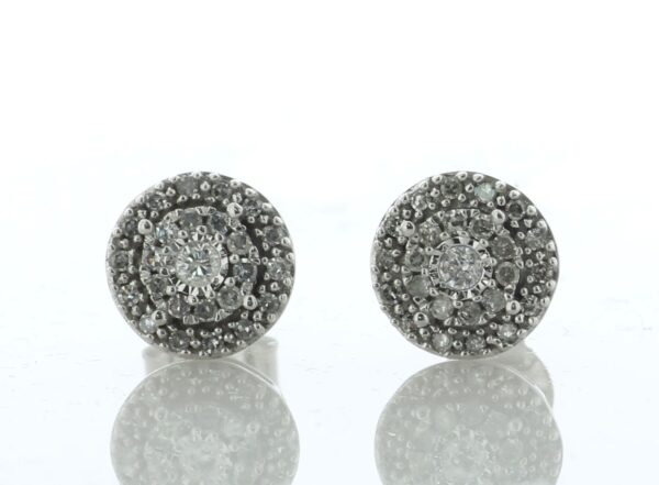 14ct White Gold Round Cluster Diamond Stud Earring 0.25