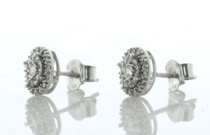 14ct White Gold Round Cluster Diamond Stud Earring 0.25