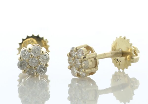 14ct Yellow Gold Round Cluster Diamond Stud Earring 0.36