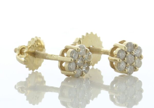 14ct Yellow Gold Round Cluster Diamond Stud Earring 0.36 - Image 3