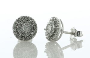 14ct White Gold Diamond Cluster Stud Earring 0.25