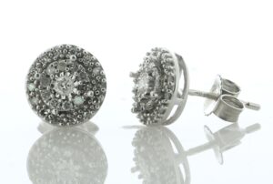 14ct White Gold Diamond Round Cluster Stud Earring 0.25