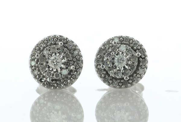 14ct White Gold Diamond Round Cluster Stud Earring 0.25 - Image 2