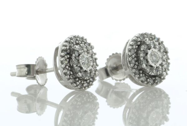 14ct White Gold Diamond Round Cluster Stud Earring 0.25 - Image 3