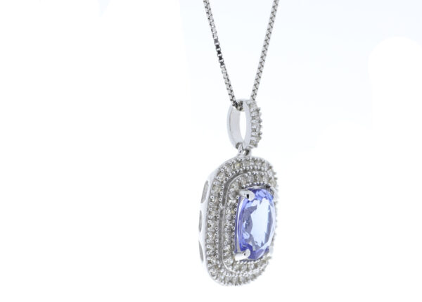 9ct White Gold Oval Tanzanite And Diamond Cluster Pendant (T1.04) 0.28 - Image 3