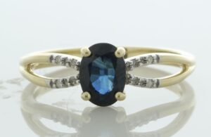 9ct Yellow Gold Diamond And Sapphire Ring (S0.96) 0.03