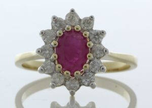 9ct Yellow Gold Oval Ruby And Diamond Ring (R0.66) 0.40