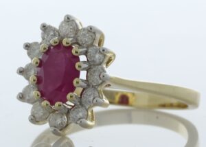 9ct Yellow Gold Oval Ruby And Diamond Ring (R0.66) 0.40