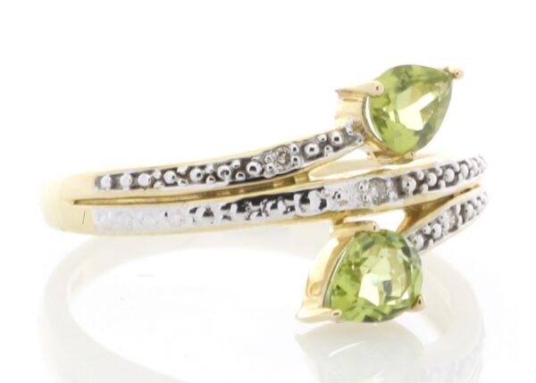 9ct Yellow Gold Peridot Diamond Ring 0.02 Carats - Image 4