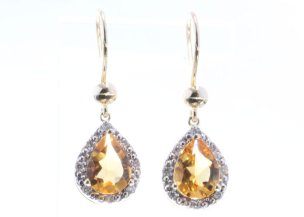 9ct Yellow Gold Citrine Diamond Earring (C2.00) 0.13 - Image 2