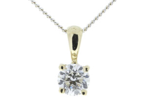 9ct Yellow Gold Single Stone Claw Set Diamond Pendant 0.50 Carats