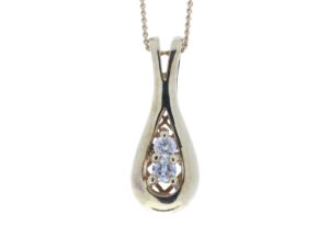 9ct Two Stone Claw Set Diamond Pendant 0.33 Carats