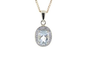 9ct Yellow Gold Diamond And Green Amethyst Pendant (GA0.75) 0.11