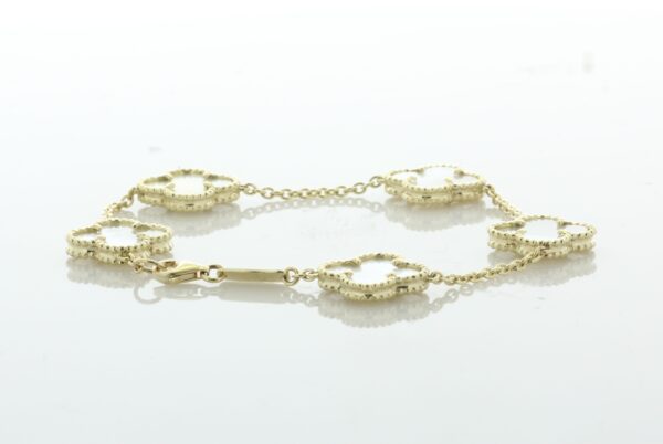 9ct Yellow Gold Vintage Alhambra Gold And Mother-Of-Pearl Bracelet - Image 3