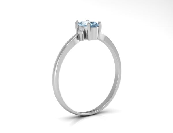 9ct White Gold Diamond and Oval Shape Blue Topaz Ring 0.01 Carats - Image 2