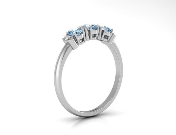 9ct White Gold Semi Eternity Diamond And Blue Topaz Ring 0.01 Carats - Image 2