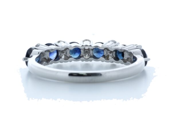 9ct White Gold Claw Set Semi Eternity Diamond And Sapphire Ring (S1.31) 0.31 - Image 3