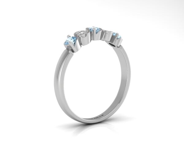 9ct White Gold Semi Eternity Diamond And Blue Topaz Ring 0.01 Carats - Image 2