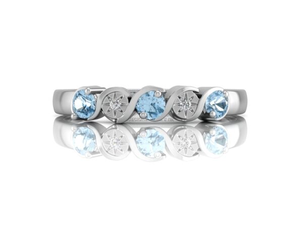 9ct White Gold Semi Eternity Diamond And Blue Topaz Ring 0.01 Carats - Image 4