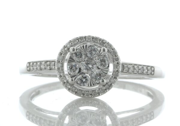 9ct White Gold Round Cluster Diamond Ring 0.25