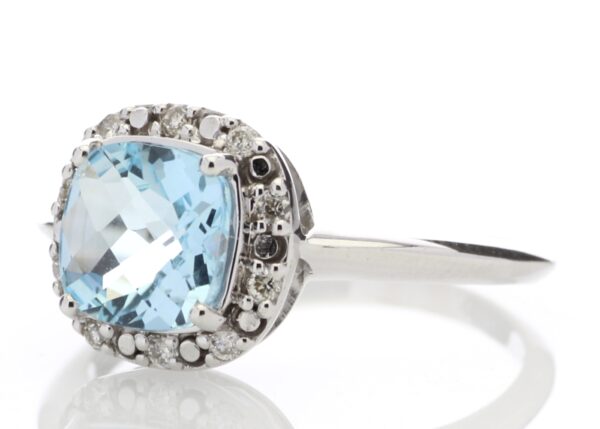 9ct White Gold Diamond And Blue Topaz Ring 0.10 Carats - Image 2