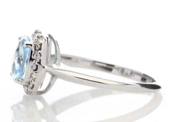 9ct White Gold Diamond And Blue Topaz Ring 0.10 Carats - Image 3