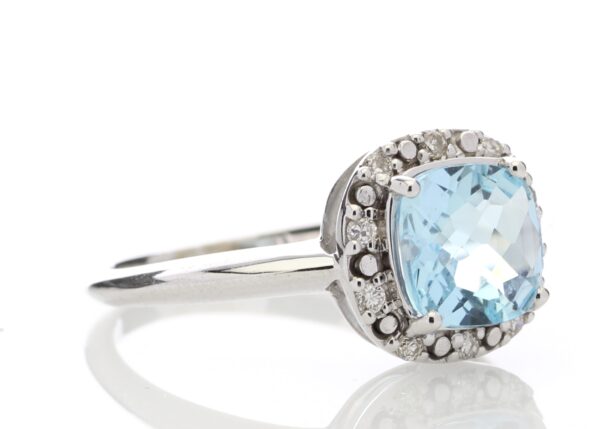 9ct White Gold Diamond And Blue Topaz Ring 0.10 Carats - Image 4